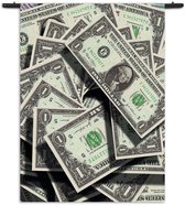 Mezo Wandkleed Dollars Money George Washington Rechthoek Verticaal XXL (250 X 180 CM) - Wandkleden - Met roedes