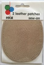 HKM - 36/22 -echt lederen knie of elleboogstukken - opnaaibaar opstikbaar met hand of machine leer - beige 2 leren pads