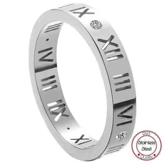Soraro Ring Zirkonia | Roman Ring | Zilverkleurig | Ringen Vrouwen | 20mm | Ring Dames | Dames Cadeau | Moederdag | Moederdag cadeau