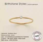 Soraro Birthstone Ring | April |17mm | 14K Goldplated | Goudkleurig | Cadeau Voor Haar | Cadeau Voor Vriendin | Verjaardag Cadeau | Moederdag Cadeau | Cadeau Ideeën
