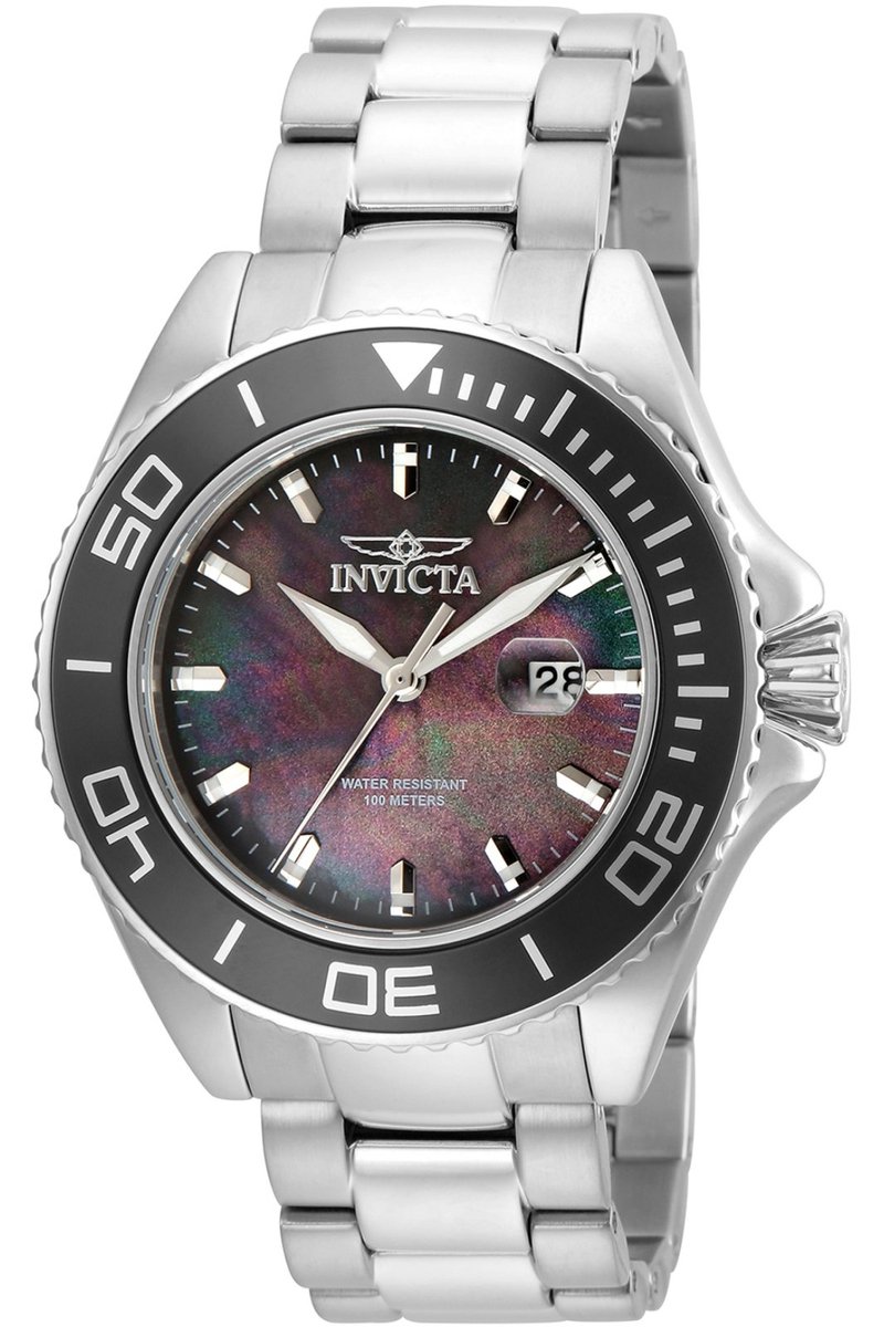 Invicta Pro Diver 23068 Heren Horloge - Waterdicht - Analoog - Quartz Uurwerk - Roestvrij Staal met zwarte Wijzerplaat - 48mm