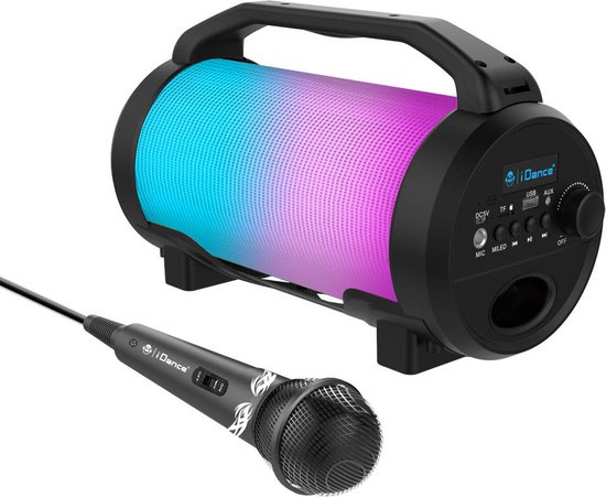 iDance CYCLONE400BK Karaoke Set - Bluetooth Party Speaker met Disco LED-Verlichting - Inclusief Microfoon - iDance