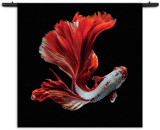 Velours Wandkleed The Betta Fish Rechthoek Vierkant XXL (180 X 180 CM) - Wandkleden - Met roedes