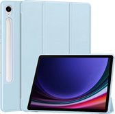 Hoesje geschikt voor Samsung Galaxy Tab S9 Plus - SmartDefend Book Case Cover Leer Aquablauw