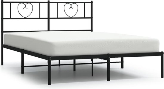 vidaXL - Bedframe - met - hoofdbord - metaal - zwart - 140x200 - cm