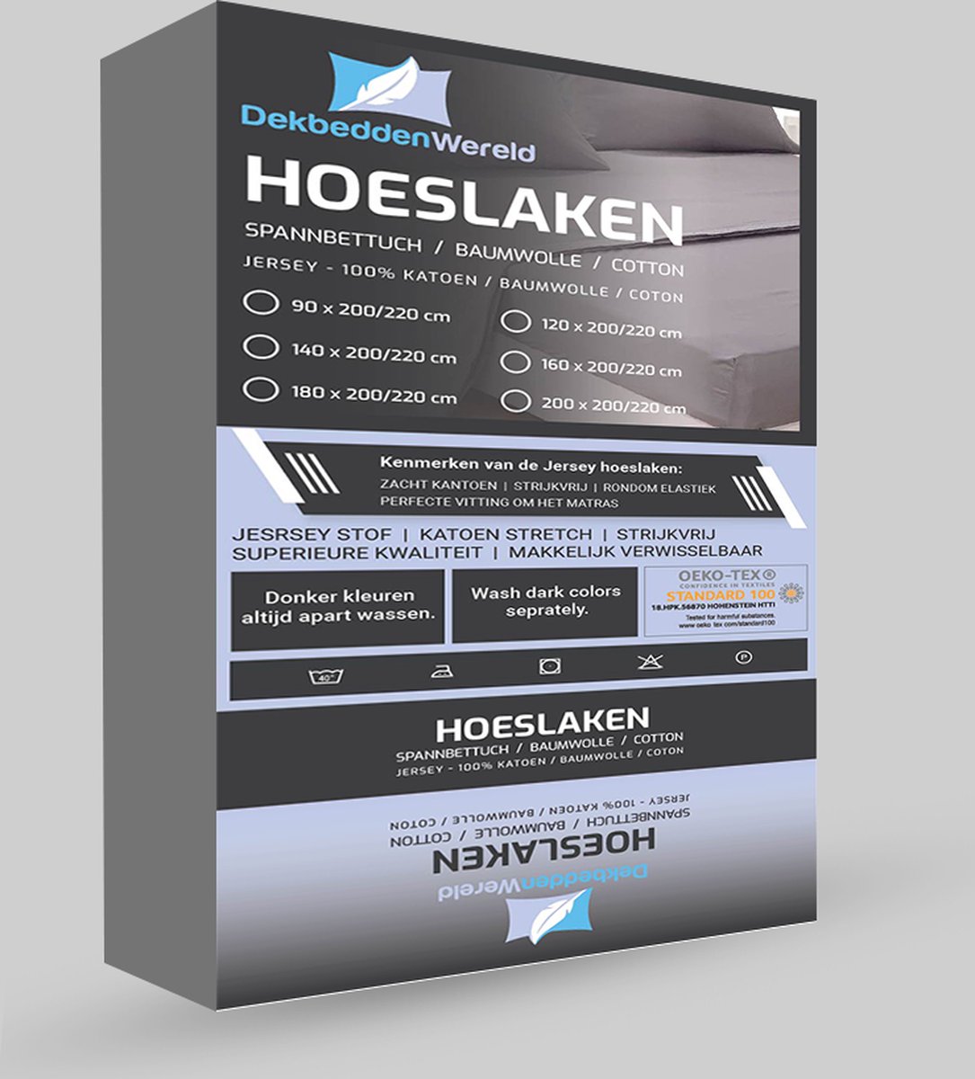 Dekbeddenwereld Jersey Stretch Hoeslaken - Extra Stretch Jersey Hoeslaken voor Matrassen – Premium Zacht, Ademend en Duurzaam met Elastiek Rondom voor een Veilige, Kreukvrije Pasvorm en Dagelijks Slaapcomfort - Antraciet - 90 cm x 200 cm