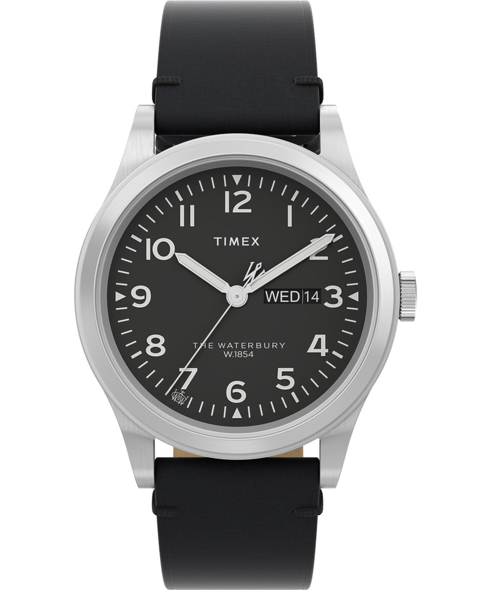 Timex Traditional TW2W14700 Horloge - Leer - Zwart - Ø 39 mm