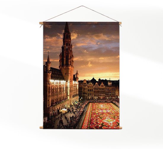 Textielposter Grote Markt Brussel XL (125 X 90 CM) - Wandkleed - Wanddoek - Wanddecoratie