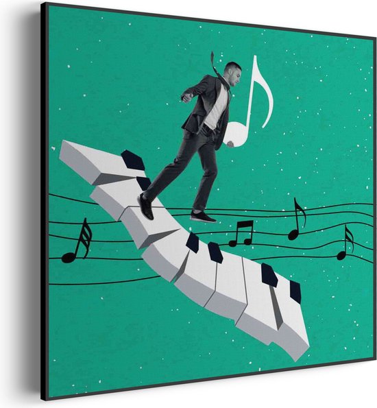 Akoestisch Schilderij Piano Muziek Vierkant Basic M (65 X 65 CM) - Akoestisch paneel - Akoestische Panelen - Akoestische wanddecoratie - Akoestisch wandpaneel