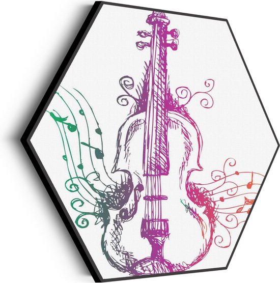 Akoestisch Schilderij Viool Hexagon Basic L (100 X 86 CM) - Akoestisch paneel - Akoestische Panelen - Akoestische wanddecoratie - Akoestisch wandpaneel