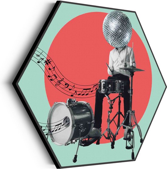 Akoestisch Schilderij Drummen Als Een Baas Hexagon Basic M (60 X 52 CM) - Akoestisch paneel - Akoestische Panelen - Akoestische wanddecoratie - Akoestisch wandpaneel