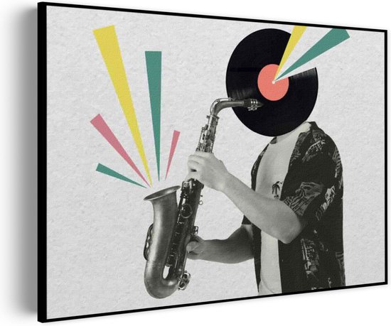 Akoestisch Schilderij De saxofoon Rechthoek Horizontaal Pro XL (120 x 86 CM) - Akoestisch paneel - Akoestische Panelen - Akoestische wanddecoratie - Akoestisch wandpaneel