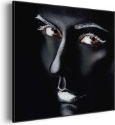 Akoestisch Schilderij Dame Zilvere Make up Vierkant Pro XXL (140 X 140 CM) - Akoestisch paneel - Akoestische Panelen - Akoestische wanddecoratie - Akoestisch wandpaneel