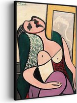 Akoestisch Schilderij Picasso Meisje kijkend naar een spiegel 1932 Rechthoek Verticaal Basic XXL (107 X 150 CM) - Akoestisch paneel - Akoestische Panelen - Akoestische wanddecoratie - Akoestisch wandpaneel