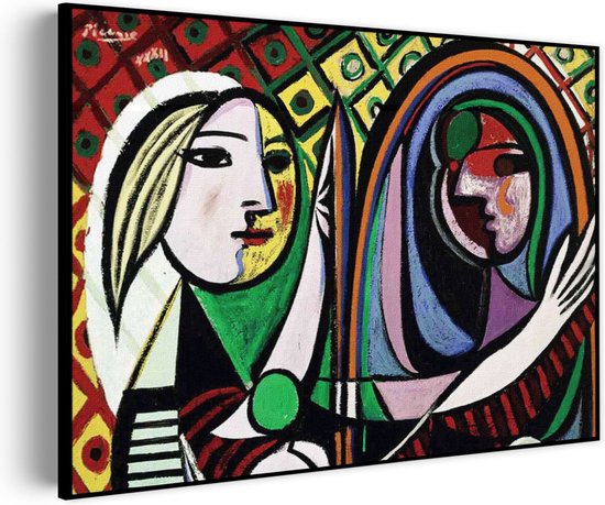 Akoestisch Schilderij Picasso Meisje voor een spiegel 1932 Rechthoek Horizontaal Pro L (100 x 72 CM) - Akoestisch paneel - Akoestische Panelen - Akoestische wanddecoratie - Akoestisch wandpaneel