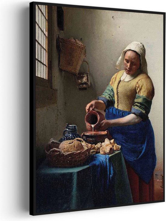 Akoestisch Schilderij Johannes Vermeer Het Melkmeisje 1660 Rechthoek Verticaal Pro XXL (107 X 150 CM) - Akoestisch paneel - Akoestische Panelen - Akoestische wanddecoratie - Akoestisch wandpaneel