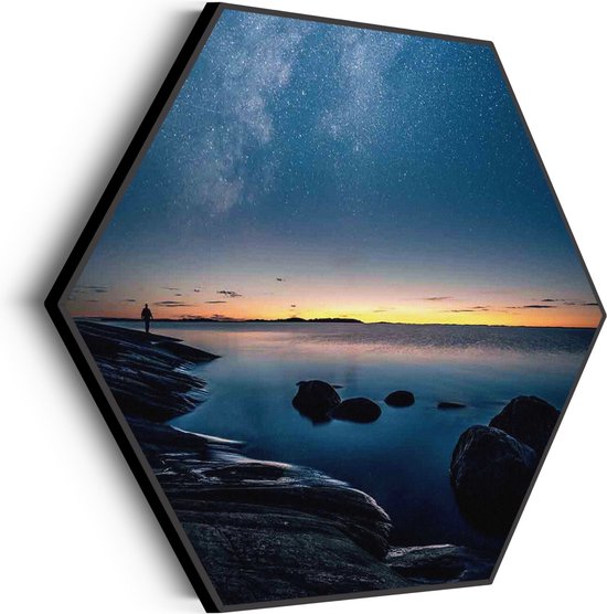 Akoestisch Schilderij De Blauwe Melkweg Hexagon Basic XL (140 X 121 CM) - Akoestisch paneel - Akoestische Panelen - Akoestische wanddecoratie - Akoestisch wandpaneel