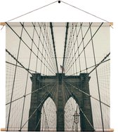 Textielposter Brooklyn Bridge New York City Vierkant L (45 X 45 CM) - Wandkleed - Wanddoek - Wanddecoratie