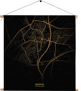 Textielposter Meppel Plattegrond Zwart Geel Vierkant XXXL (120 X 120 CM) - Wandkleed - Wanddoek - Wanddecoratie