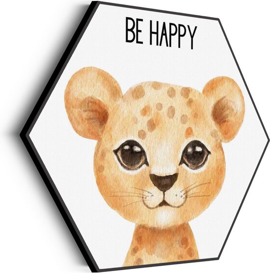 Akoestisch Schilderij Be Happy Leeuwin Hexagon Basic L (100 X 86 CM) - Akoestisch paneel - Akoestische Panelen - Akoestische wanddecoratie - Akoestisch wandpaneel