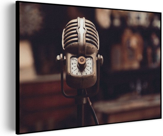 Akoestisch Schilderij Old School Microfoon Rechthoek Horizontaal Basic L (100 x 72 CM) - Akoestisch paneel - Akoestische Panelen - Akoestische wanddecoratie - Akoestisch wandpaneel