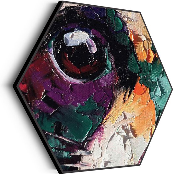 Akoestisch Schilderij Geschilderde Dierenkop in Kleur Hexagon Basic M (60 X 52 CM) - Akoestisch paneel - Akoestische Panelen - Akoestische wanddecoratie - Akoestisch wandpaneelKatoen M (60 X 52 CM)