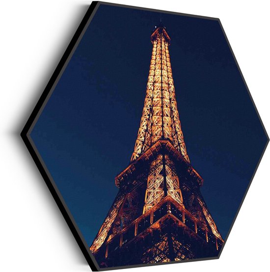 Akoestisch Schilderij Eiffeltoren Parijs at Night Hexagon Basic L (100 X 86 CM) - Akoestisch paneel - Akoestische Panelen - Akoestische wanddecoratie - Akoestisch wandpaneel