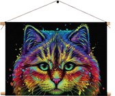 Textielposter Colored Cat Rechthoek Horizontaal L (43 X 60 CM) - Wandkleed - Wanddoek - Wanddecoratie