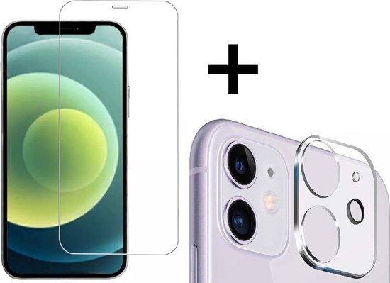 Screenz® - Screenprotector + Camera lens protector geschikt voor iPhone 12 Mini - Tempered glass Screen protector geschikt voor iPhone 12 Mini - Beschermglas - Glasplaatje - 1+1 stuks