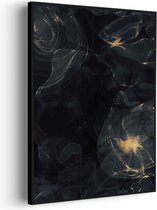 Akoestisch Schilderij Abstract Marmer Look Zwart met Goud 02 Rechthoek Verticaal Pro XXL (107 X 150 CM) - Akoestisch paneel - Akoestische Panelen - Akoestische wanddecoratie - Akoestisch wandpaneel