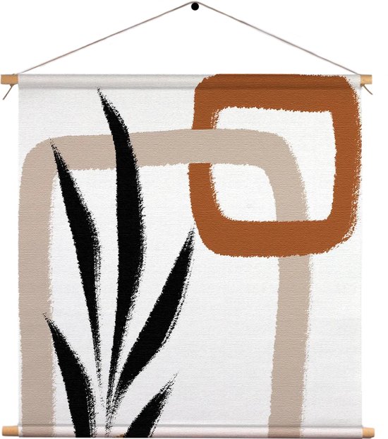 Textielposter Naturel tinten scandinavisch 02 Vierkant XL (60 X 60 CM) - Wandkleed - Wanddoek - Wanddecoratie