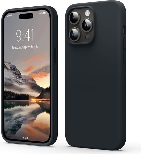 Hoesje geschikt voor iPhone 15 Pro Back Cover - Zwart Siliconen hoesje - TPU Case - Matte Coating - EPICMOBILE