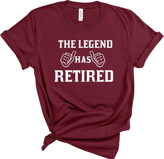 Lykke The Legend Has Retired| Pensioen | Unisex T-shirt | Retired Dames |Retired Heren|Maroon| Maat XXL