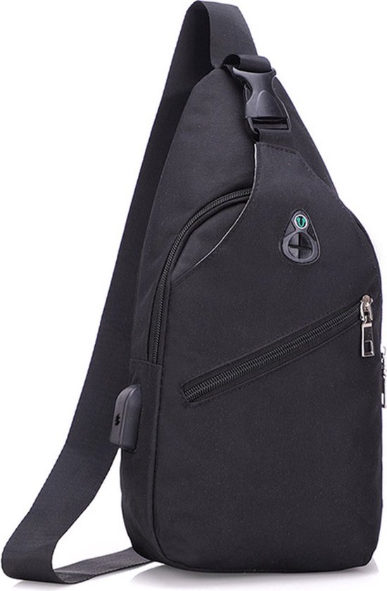 Petit sac bandoulière ! Sac à bandoulière avec port USB - Zwart - Sac à bandoulière multifonctionnel moderne