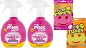 The Pink Stuff Miracle Wash Up Spray 2 x 500 ml + Mummy & Daddy Spons