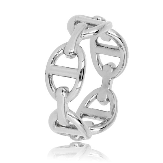 My Bendel - Zilveren ring met schakels - Zilveren ring met schakels - Met luxe cadeauverpakking
