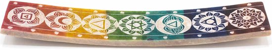 Wierookhouder Zeven Chakra kleuren van zeepsteen 26 x 5 cm