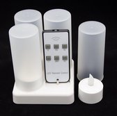 Synergy - Oplaadbare waxinelichtjes - LED Waxinelichtjes - 4 stuks - Met afstandsbediening - Inclusief matte houders - Flikkeren - Oplaadbare kaarsen - Oplaadbare theelichtjes