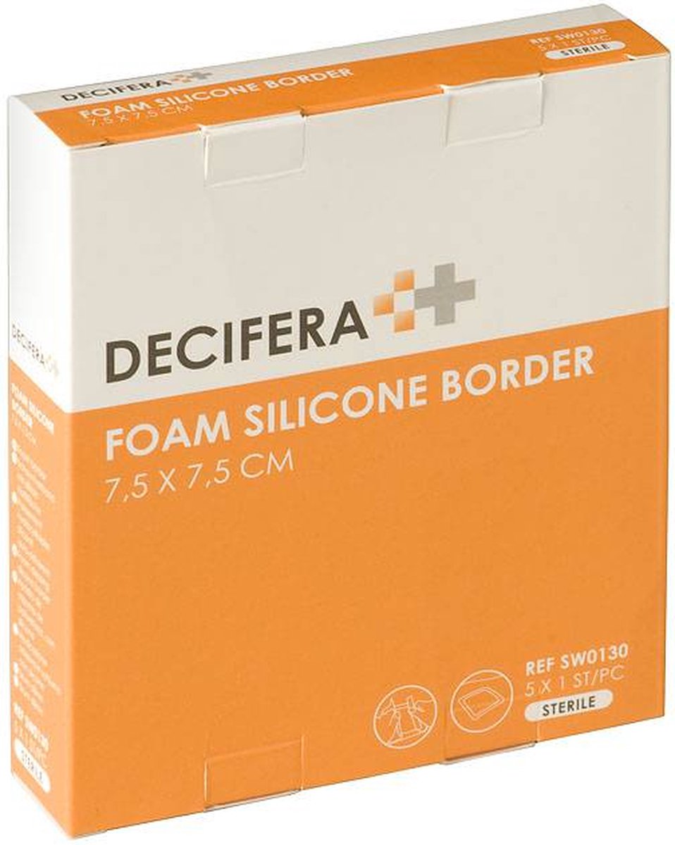 Goedkoopste Decifera Foam Silicone border - Silicone wondpleister - 7,5 x 7,5 cm - 5St.