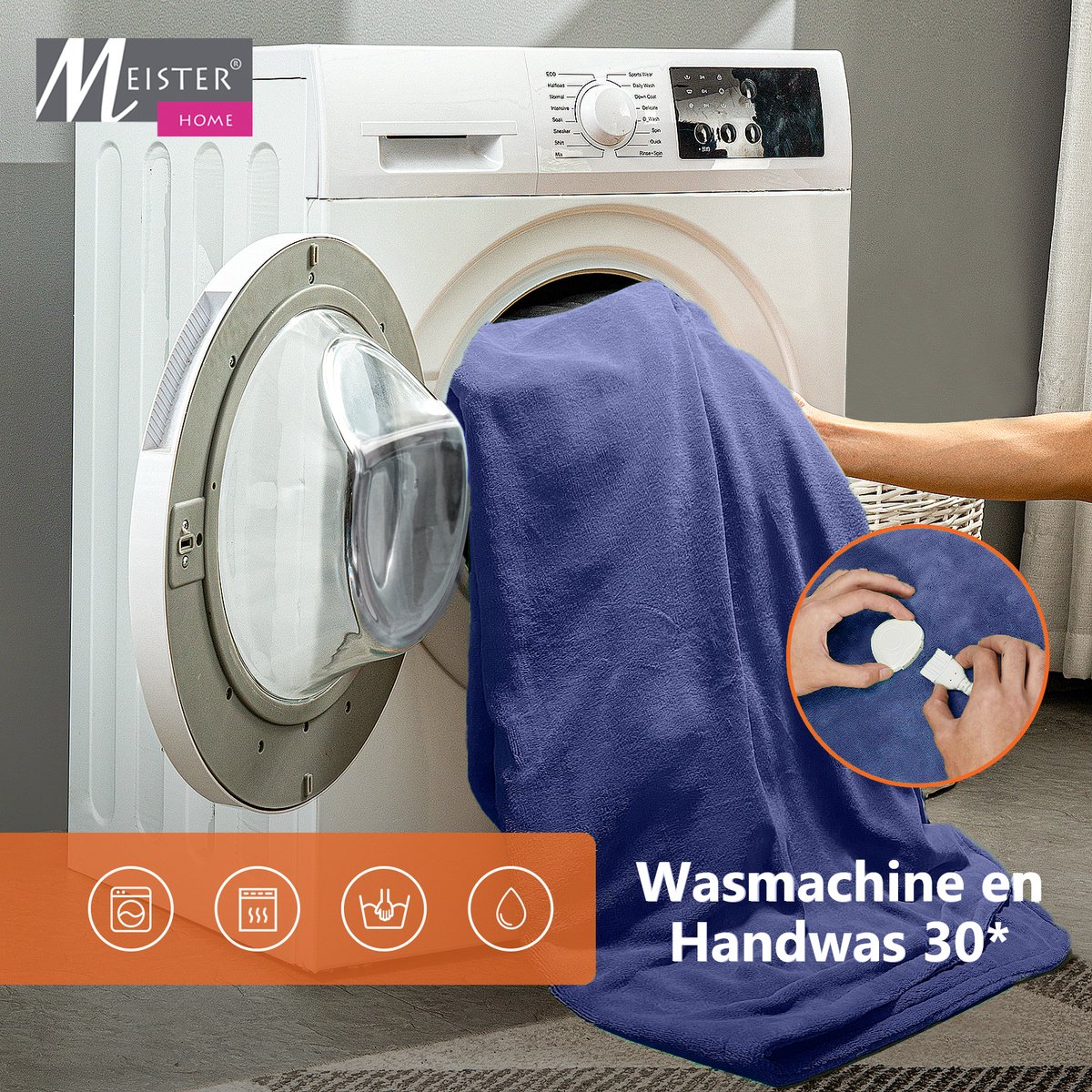 Meisterhome xxl Elektrische Warmtedeken - Bovendeken - 1 Persoons - 3 Standen - Met Timer - 180 x 130 cm - Donker blauw TÜV-SUD GS CE – foto 6