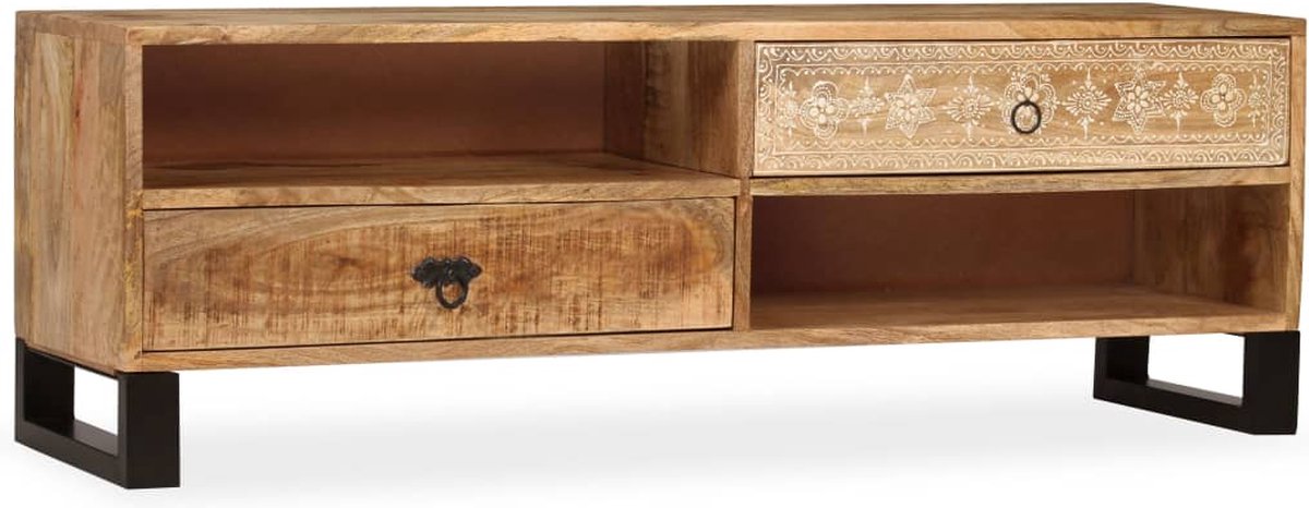 vidaXL Televisiemeubel Vintage Mango 120x30x40cm - Handgeschilderde details - Kast