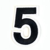 Cijfer Nummer 0 Tot 9 Strijk Emblemen Patch Zwart Wit Cijfer 5 / 5.6 cm / 8 cm