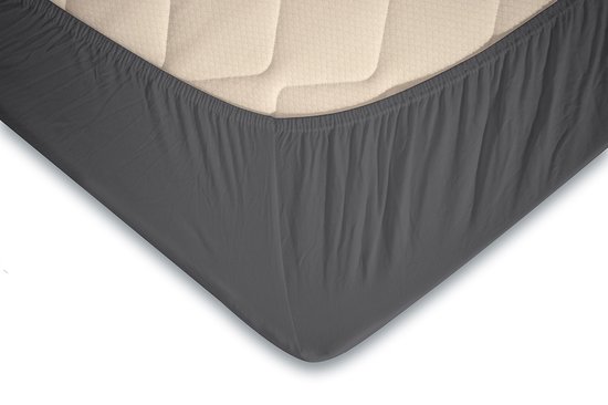 Drap-housse Eleganzzz en Hoeslaken - Anthracite - Hoeslaken 80/90 x 190/200 cm - Simple - 100 % Katoen - Topper - Draps housses