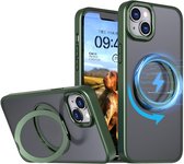 Hoesje MagSafe Back Cover met Standaard Groen Geschikt voor Apple iPhone 15 Plus