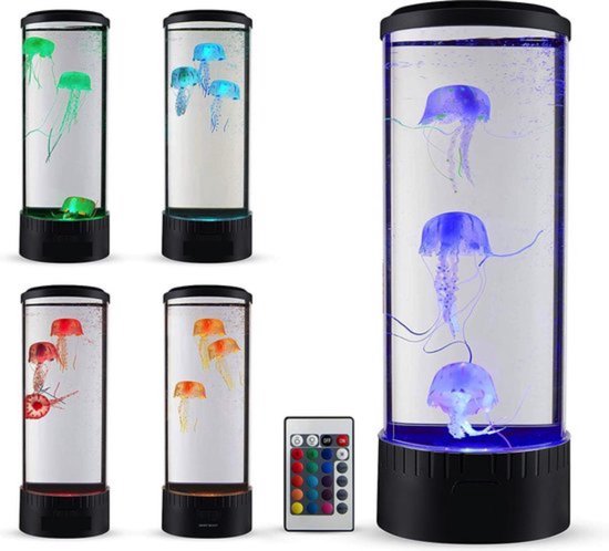Lampe LED XXL Large Jellyfish (avec 5 méduses) avec télécommande sans fil.