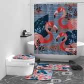 Floraweg Douchegordijn,Shower Curtain,badgordijn,badkamergordijn,Flamingo,-topkwaliteit - digitale printen -Anti Schimmel - Inclusief 12 ringen -met 12 stuks douchegordijnhaken – Waterdicht -Wasbaar- Polyester - 180x200 cm