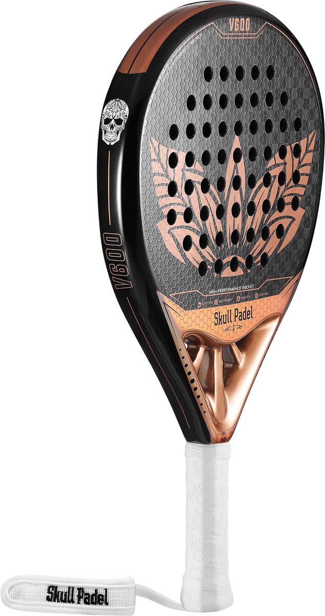 Skull Padel V600 Copper Leaf - Padel Racket - Koper wit Zwart - Hybrid - 12K Carbon