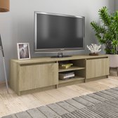 vidaXL TV-meubel Classic - 140x40x35.5 cm - eikenhout - 2 deuren - 2 open vakken - Kast