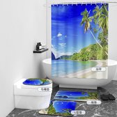 Floraweg Douchegordijn,Shower Curtain,badgordijn,badkamergordijn,Tropisch strandparadijs,-topkwaliteit - digitale printen -Anti Schimmel - Inclusief 12 ringen -met 12 stuks douchegordijnhaken – Waterdicht -Wasbaar- Polyester - 180x200 cm