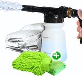 Waymore Snow Foam Gun voor Tuinslang - met Microvezeldoek & Washandschoen - Schuimsproeier voor Auto Wassen - Foam Cannon